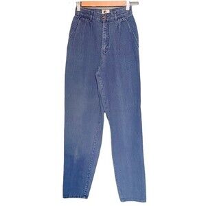 Vintage 1980s Calvin Klein Pleated Mom Jeans Indigo Wash 100% Cotton Size 5 | 24